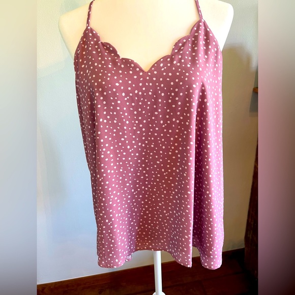 nine britton Tops - Nine Britton XXL Jacki Scallop detail purple blouse